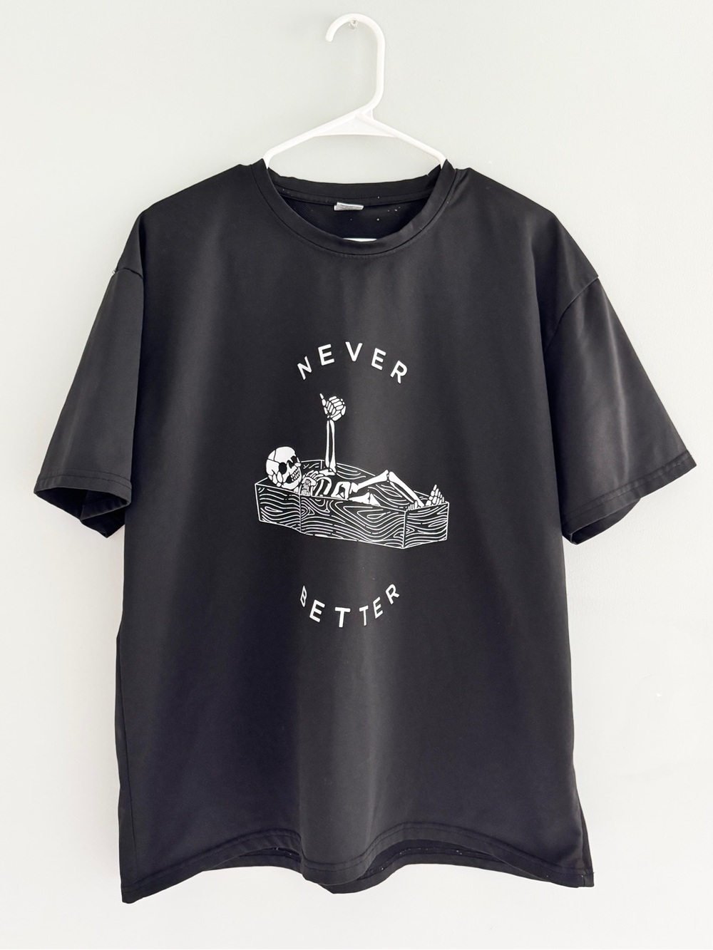 Men’s Never Better Black Graphic Tee Skeleton Size XL